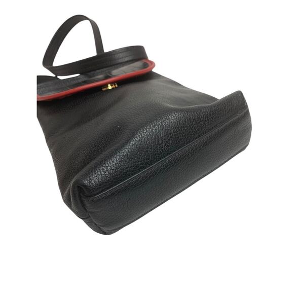 Vintage 1990s Black Red Leather Flap Satchel Hip Bag - Picture 9 of 10